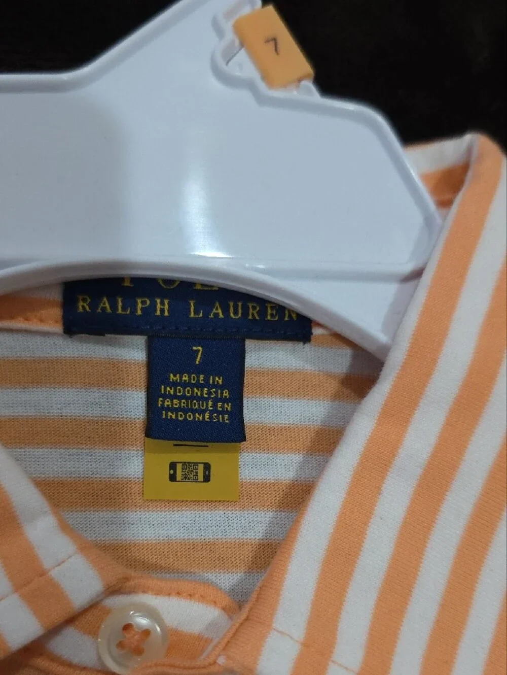 Ralph Lauren Peach and White Striped Polo Shirt